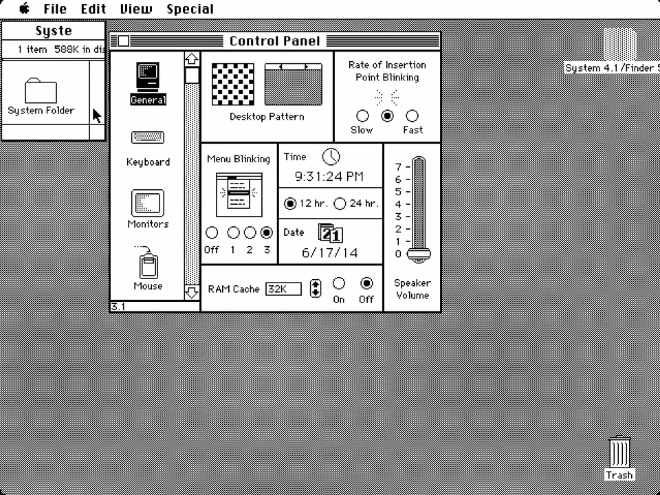 Mac OS System 4 Control Panel (1987)